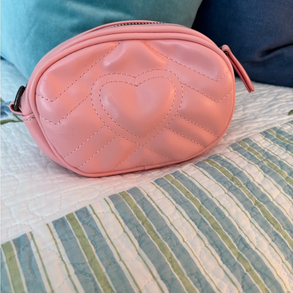 Pink Quilted Mini Bag with Zipper Closure